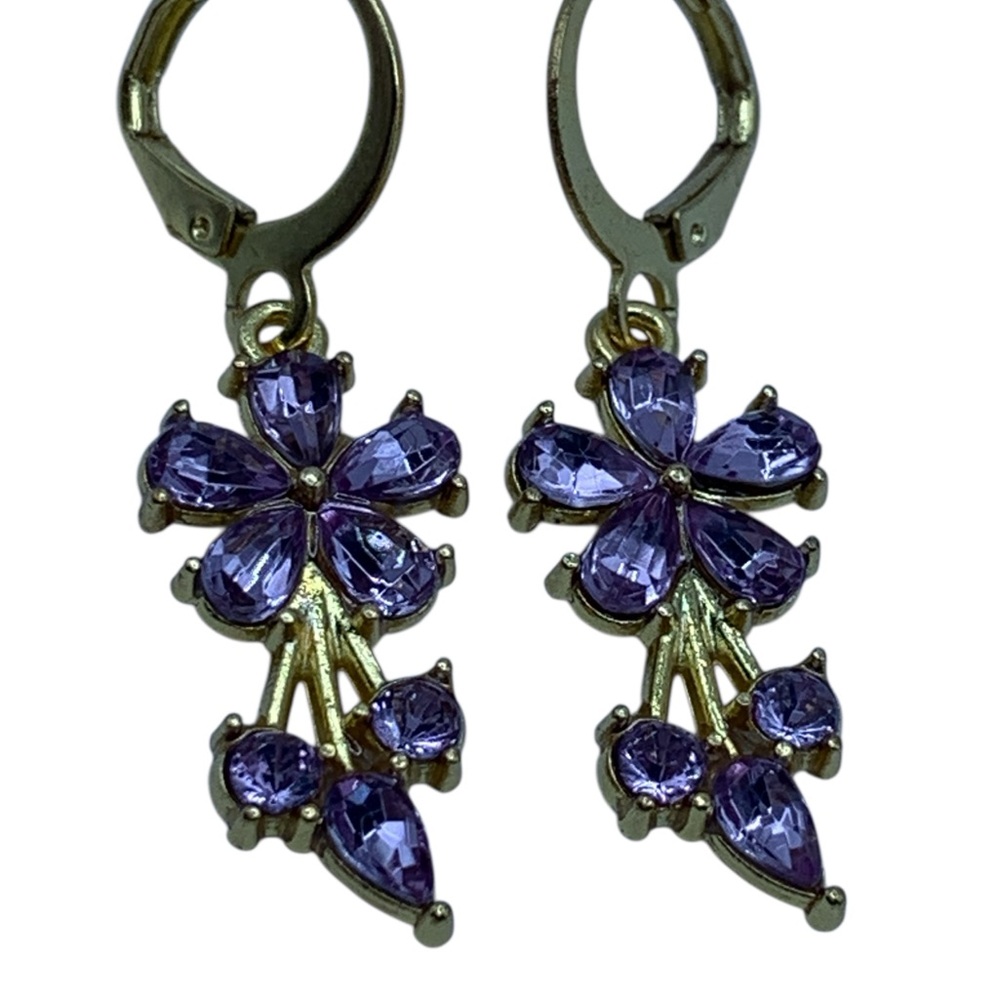 Elegant Purple Floral Earrings